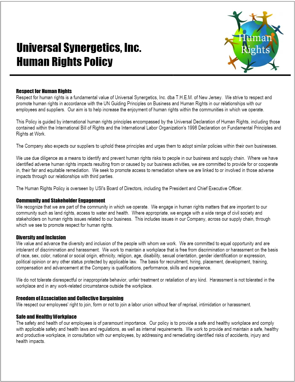 THEM HUMANS RIGHT POLICY